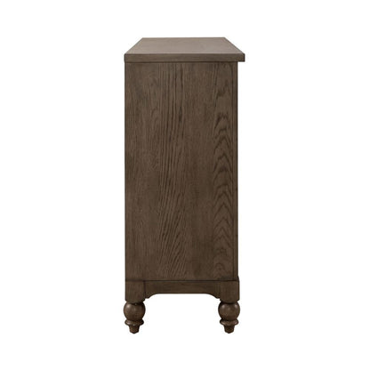 Americana Farmhouse 9 Drawer Dresser, Black in Dusty Taupe