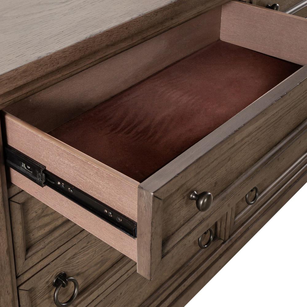 Americana Farmhouse 9 Drawer Dresser, Black in Dusty Taupe