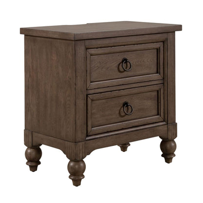 2 Drawer Night Stand w/ Charging Station in Dusty Taupe