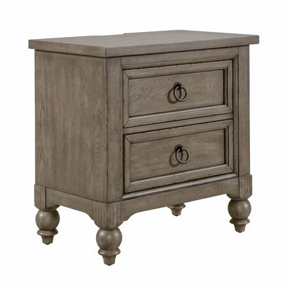 2 Drawer Night Stand w/ Charging Station in Dusty Taupe