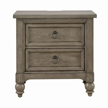 2 Drawer Night Stand w/ Charging Station in Dusty Taupe