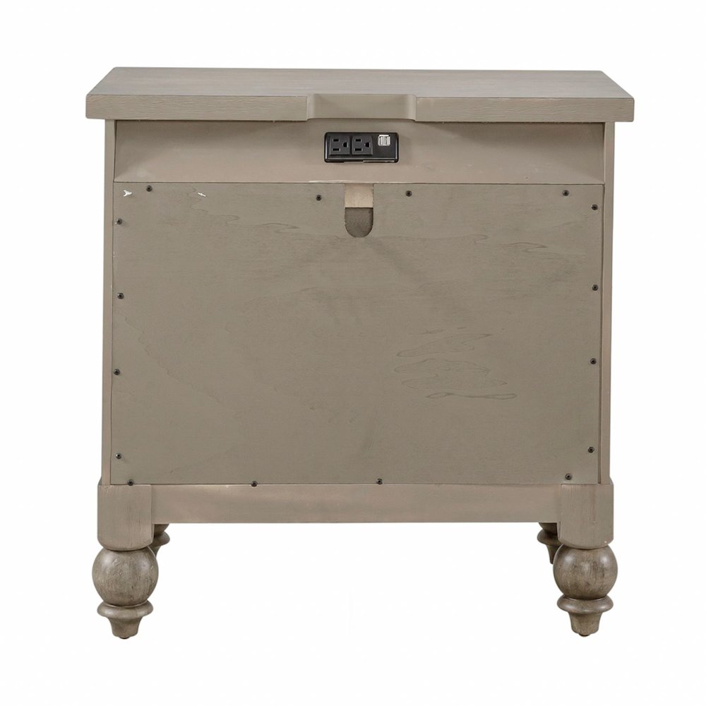 2 Drawer Night Stand w/ Charging Station in Dusty Taupe