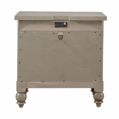 2 Drawer Night Stand w/ Charging Station in Dusty Taupe