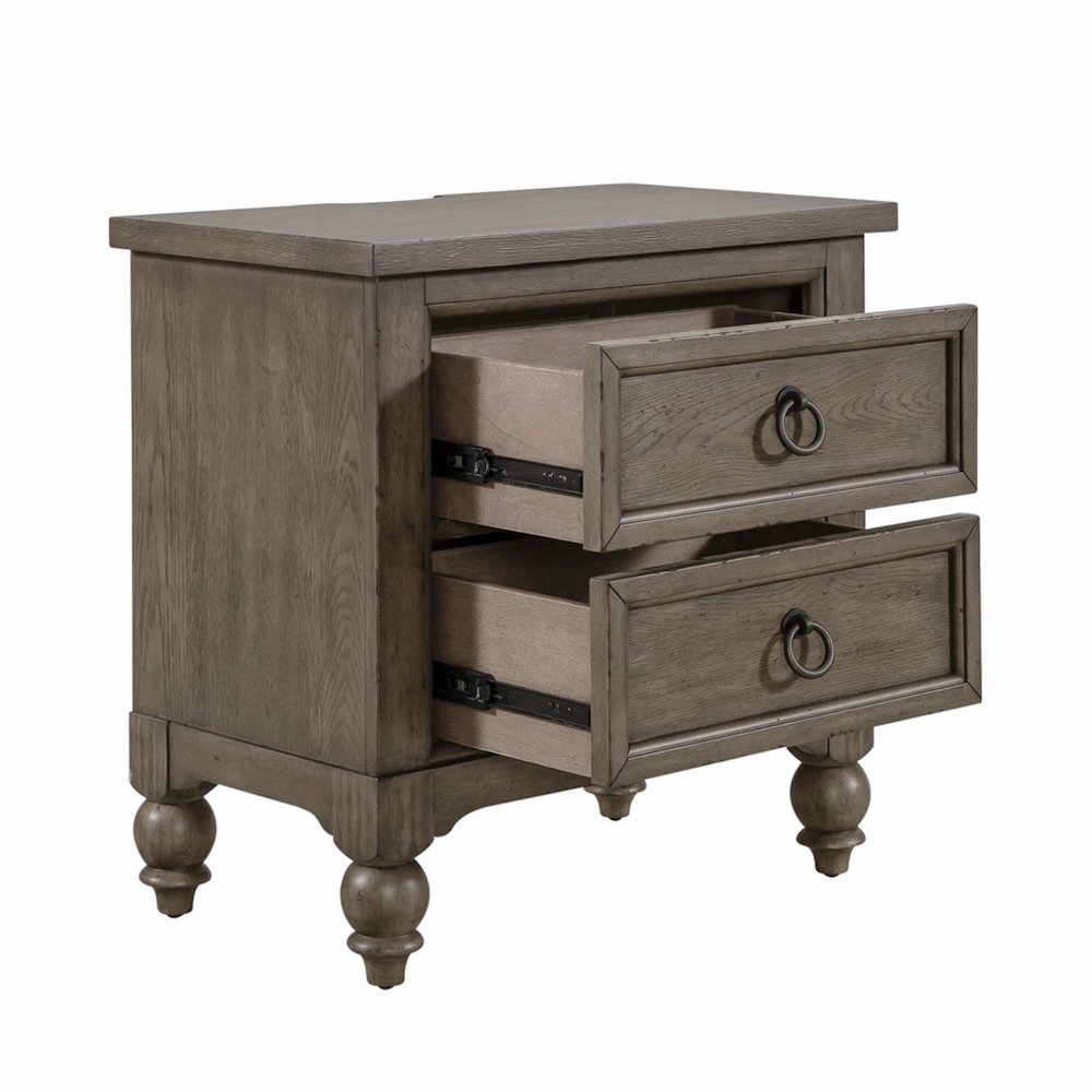 2 Drawer Night Stand w/ Charging Station in Dusty Taupe