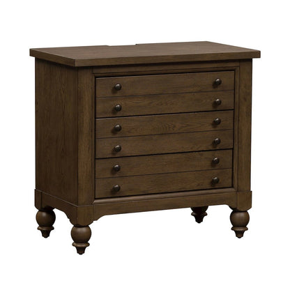 Bedside Chest w/ Charging Station in Dusty Taupe