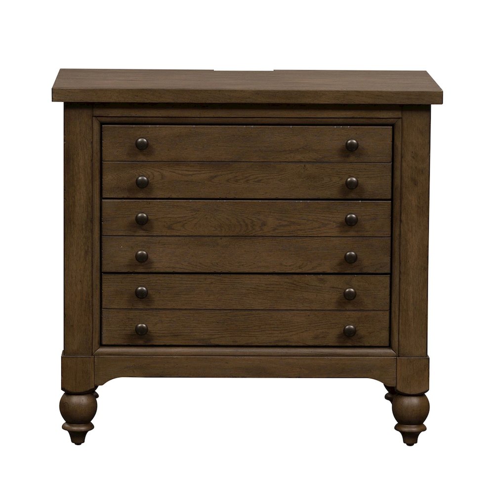 Bedside Chest w/ Charging Station in Dusty Taupe