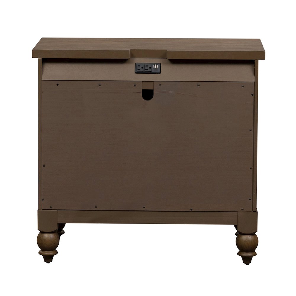 Bedside Chest w/ Charging Station in Dusty Taupe