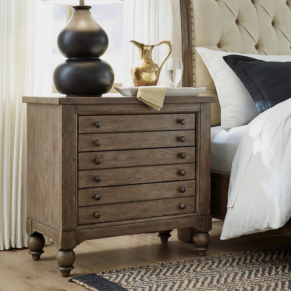 Bedside Chest w/ Charging Station in Dusty Taupe
