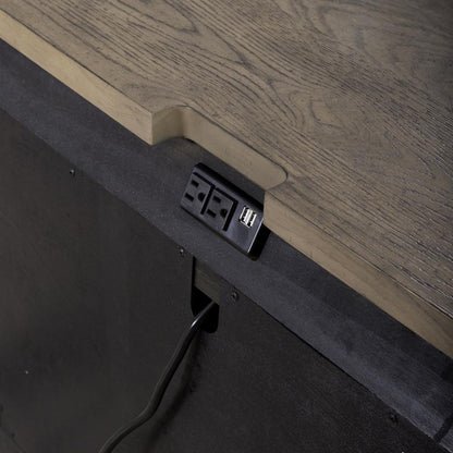 Bedside Chest w/ Charging Station - Black Traditional in Dusty Taupe 3 Drawers