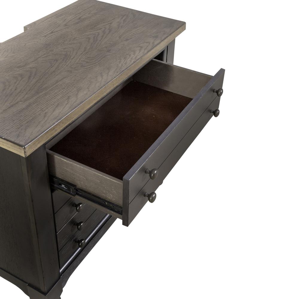 Bedside Chest w/ Charging Station - Black Traditional in Dusty Taupe 3 Drawers