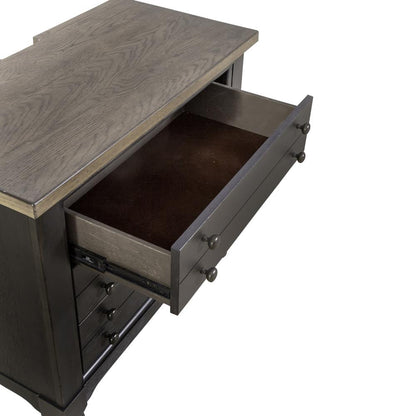 Bedside Chest w/ Charging Station - Black Traditional in Dusty Taupe 3 Drawers