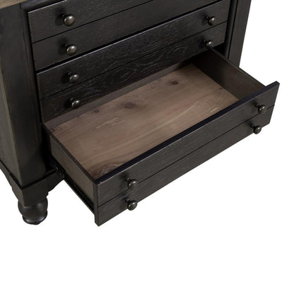 Bedside Chest w/ Charging Station - Black Traditional in Dusty Taupe 3 Drawers