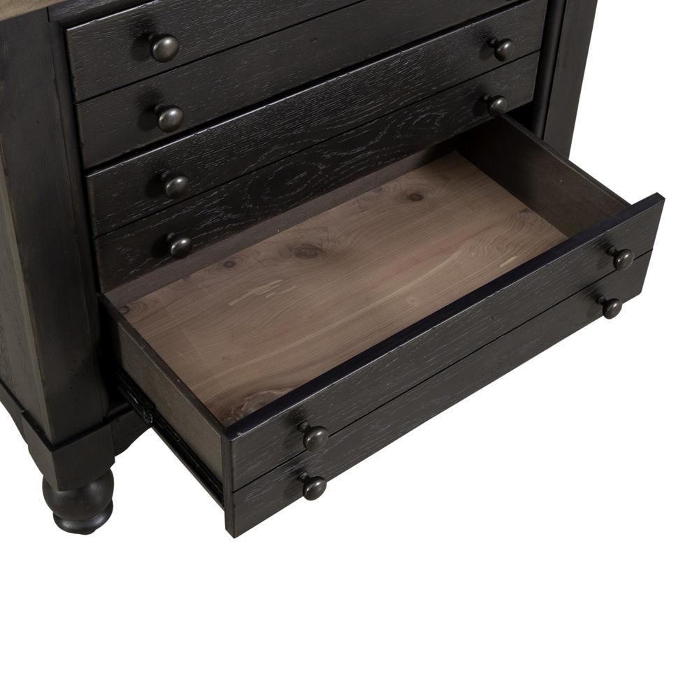 Bedside Chest w/ Charging Station - Black Traditional in Dusty Taupe 3 Drawers
