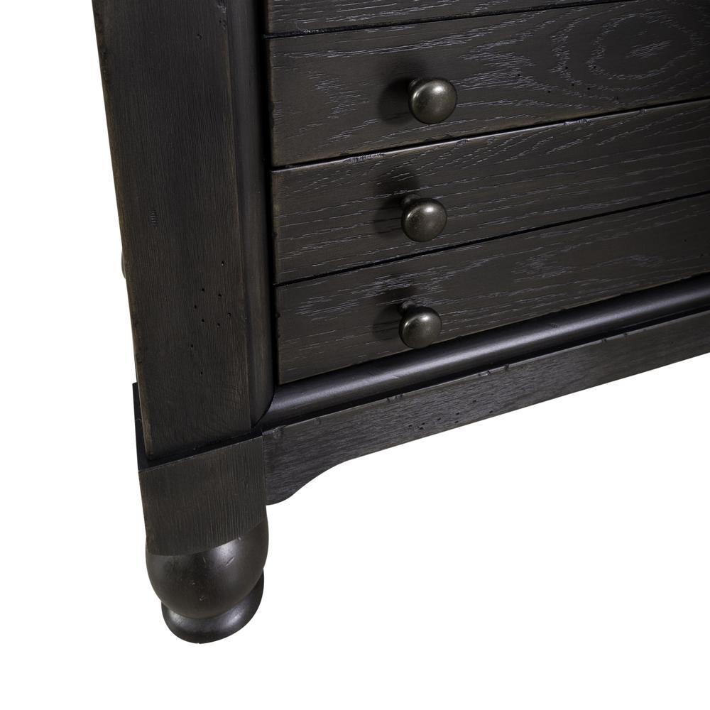 Bedside Chest w/ Charging Station - Black Traditional in Dusty Taupe 3 Drawers