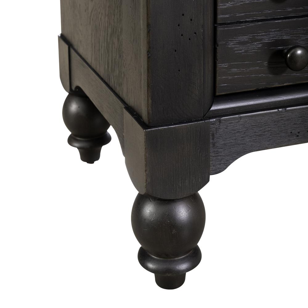 Bedside Chest w/ Charging Station - Black Traditional in Dusty Taupe 3 Drawers