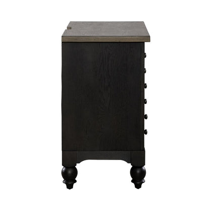 Bedside Chest w/ Charging Station - Black Traditional in Dusty Taupe 3 Drawers