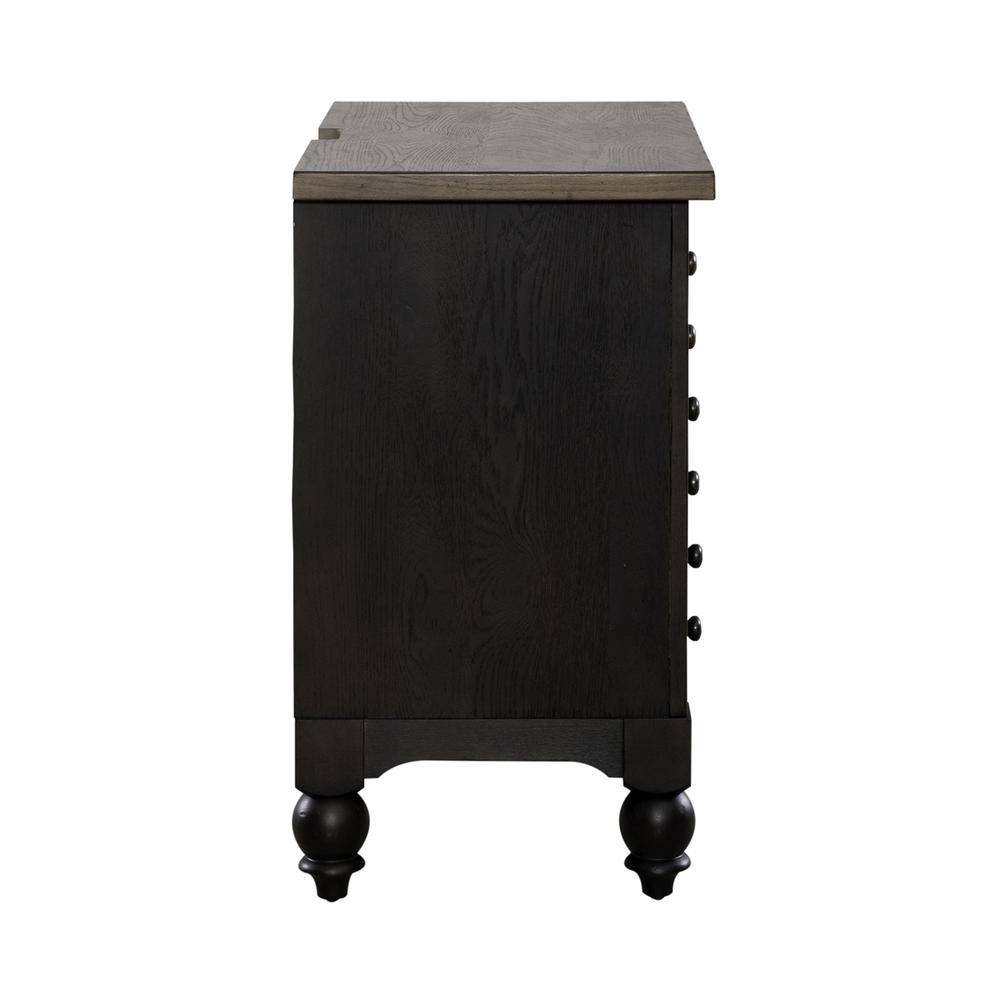 Bedside Chest w/ Charging Station - Black Traditional in Dusty Taupe 3 Drawers