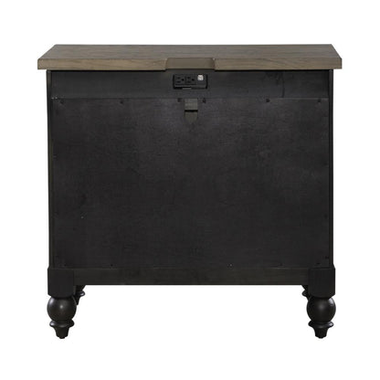 Bedside Chest w/ Charging Station - Black Traditional in Dusty Taupe 3 Drawers