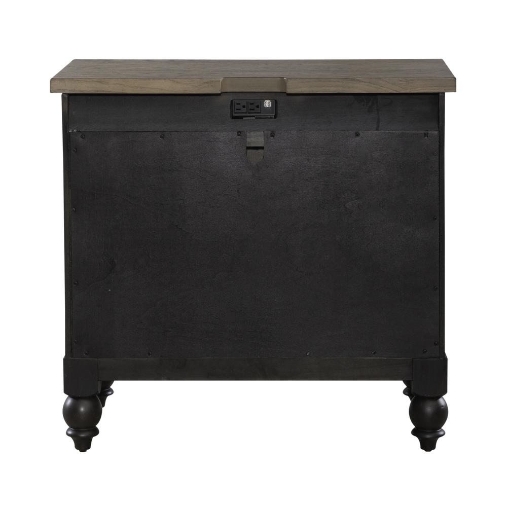 Bedside Chest w/ Charging Station - Black Traditional in Dusty Taupe 3 Drawers