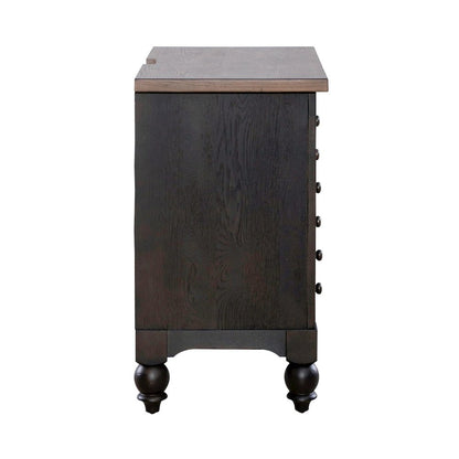 Bedside Chest w/ Charging Station - Black Traditional in Dusty Taupe 3 Drawers