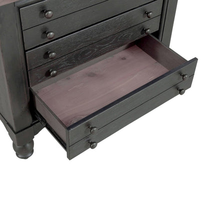 Americana Farmhouse Bedside Nightstand Chest w/ USB Charging - Taupe & Black Oak