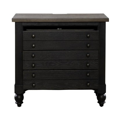 Bedside Chest w/ Charging Station - Black Traditional in Dusty Taupe 3 Drawers