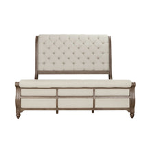 Americana Farmhouse California King Sleigh Bed - Dusty Taupe & Black Oak Wood