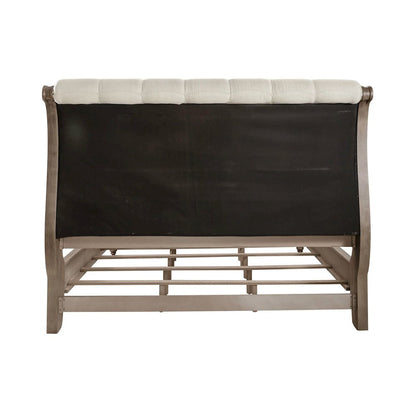 Americana Farmhouse California King Sleigh Bed - Dusty Taupe & Black Oak Wood
