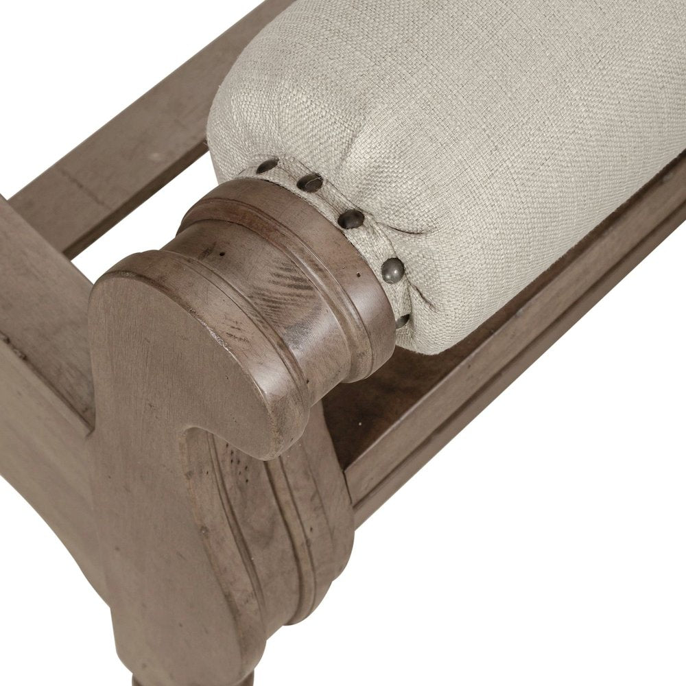 Americana Farmhouse California King Sleigh Bed - Dusty Taupe & Black Oak Wood