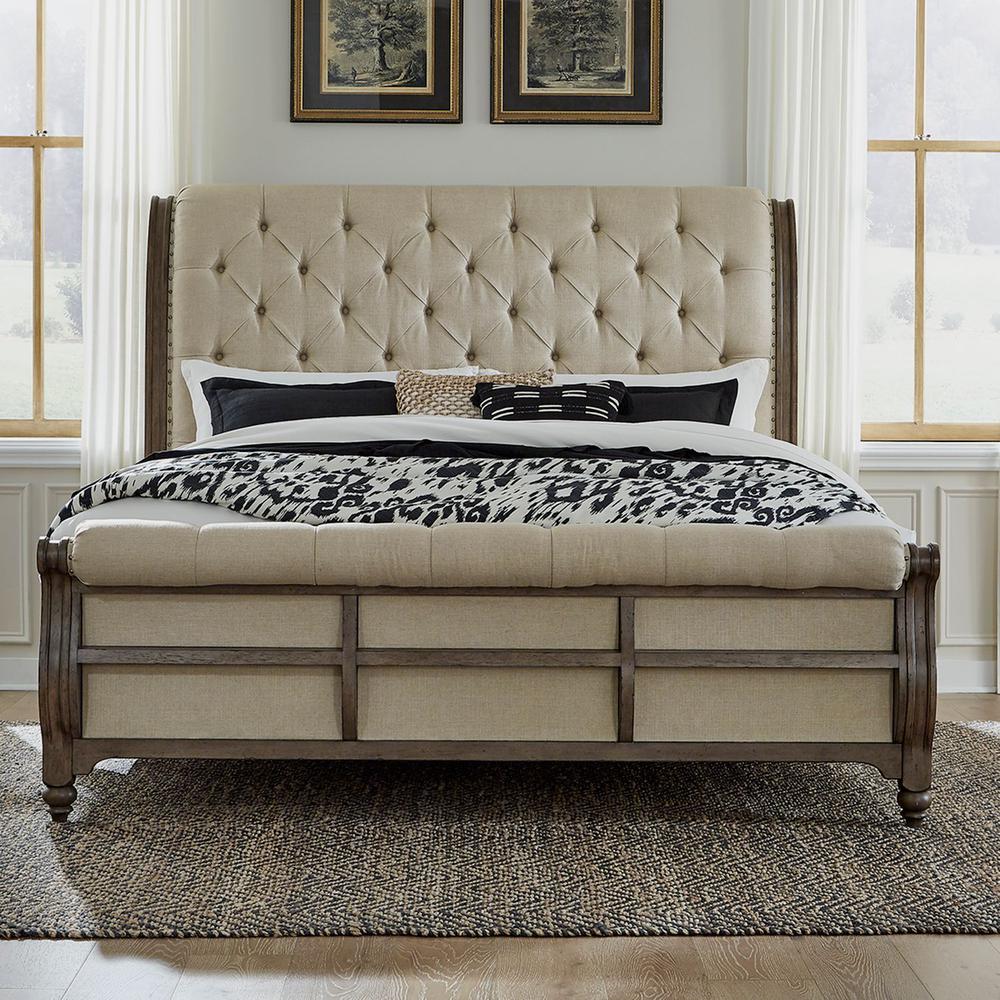 Americana Farmhouse King Sleigh Bed in Dusty Taupe