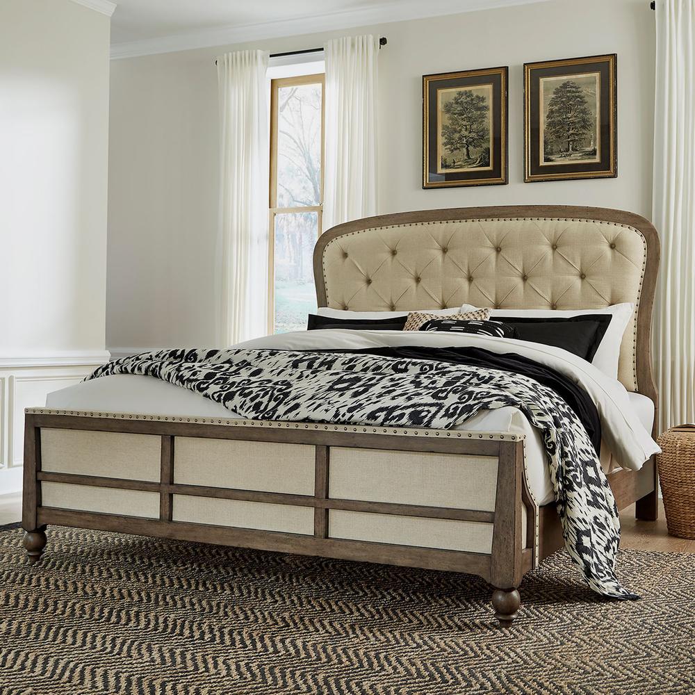 Americana Farmhouse Queen Shelter Bed in Dusty Taupe