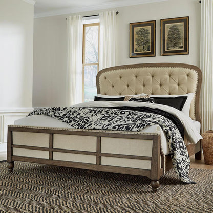 Americana Farmhouse Queen Shelter Bed in Dusty Taupe