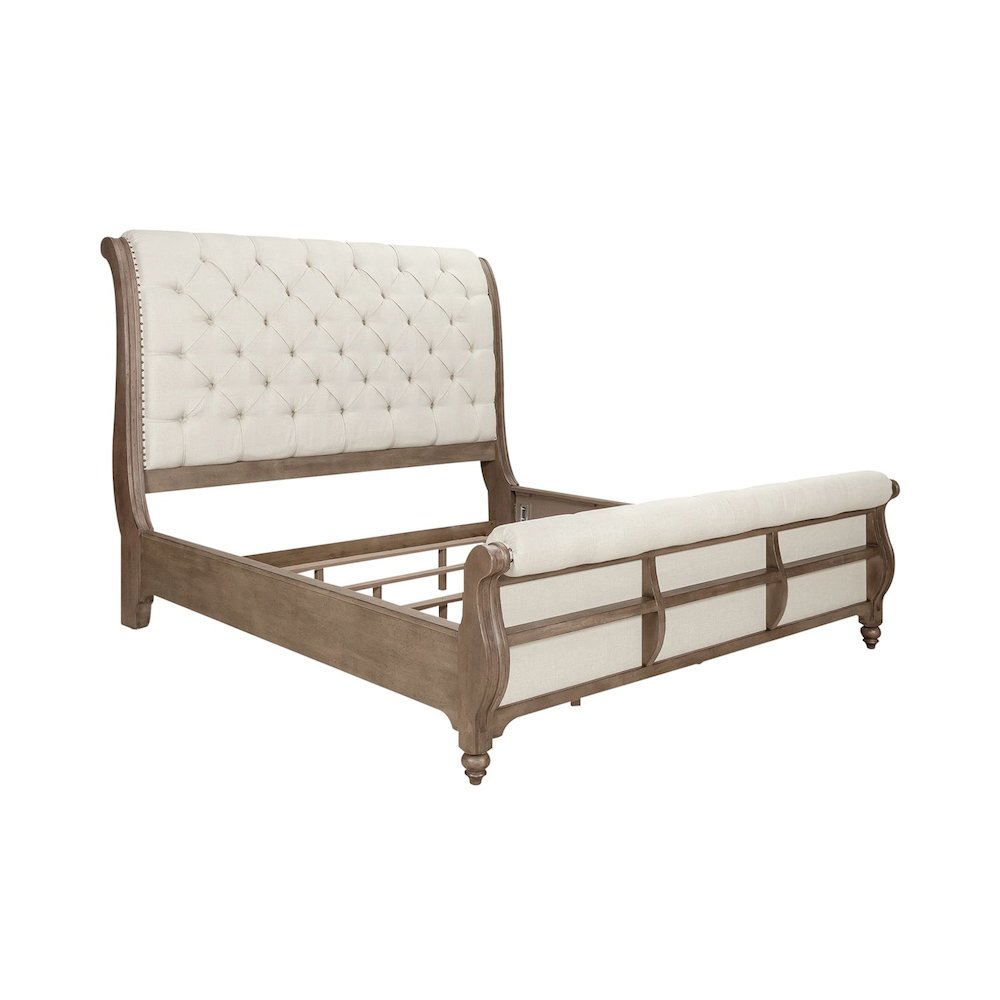 Americana Farmhouse Queen Sleigh Bed in Dusty Taupe