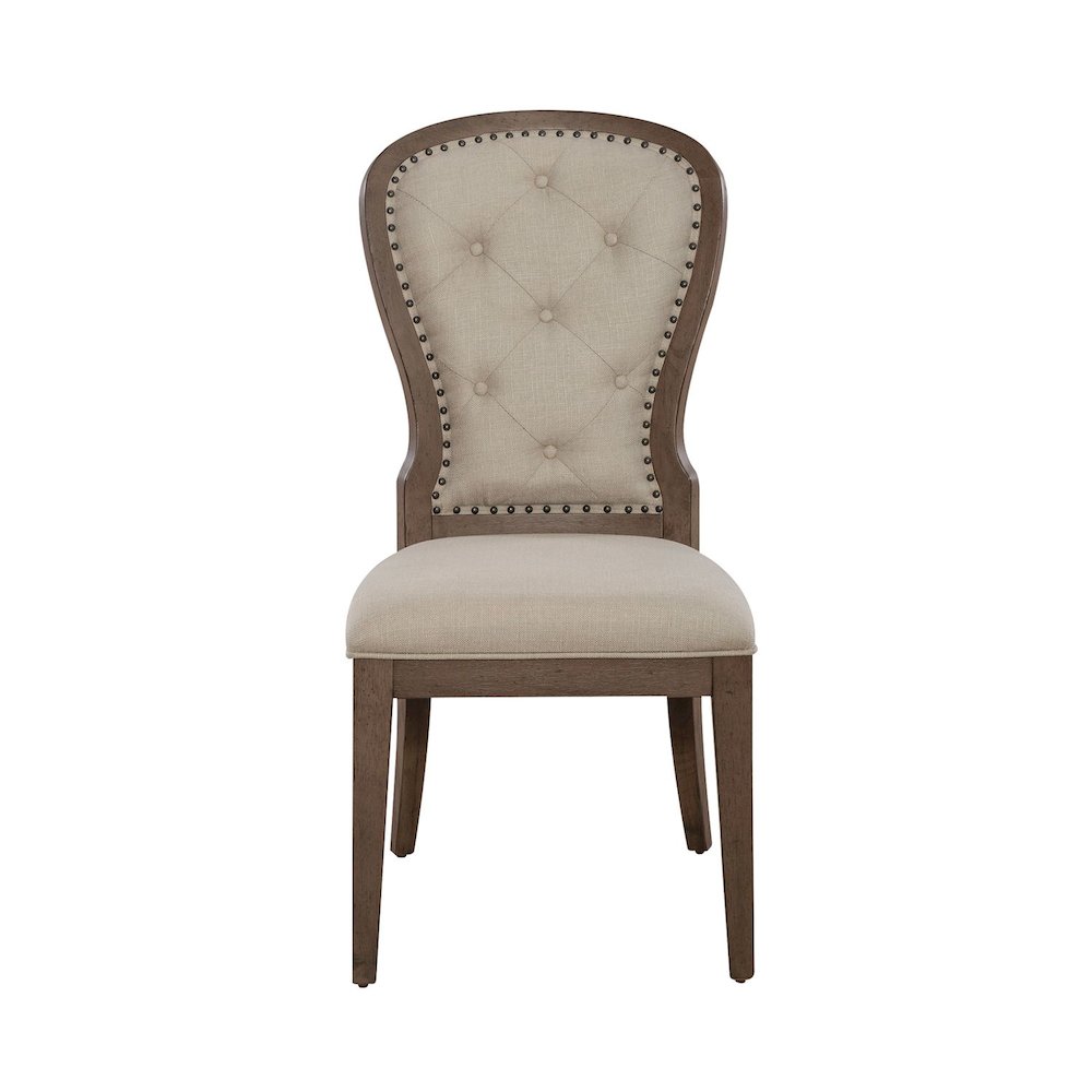 Uph Tufted Back Side Chair - Set of 2 Traditional Multi in Dusty Taupe