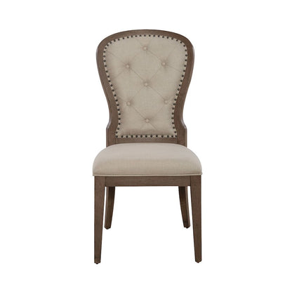 Uph Tufted Back Side Chair - Set of 2 Traditional Multi in Dusty Taupe