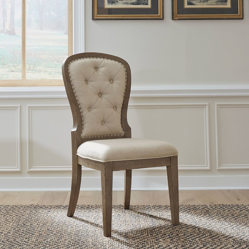 Uph Tufted Back Side Chair - Set of 2 Traditional Multi in Dusty Taupe