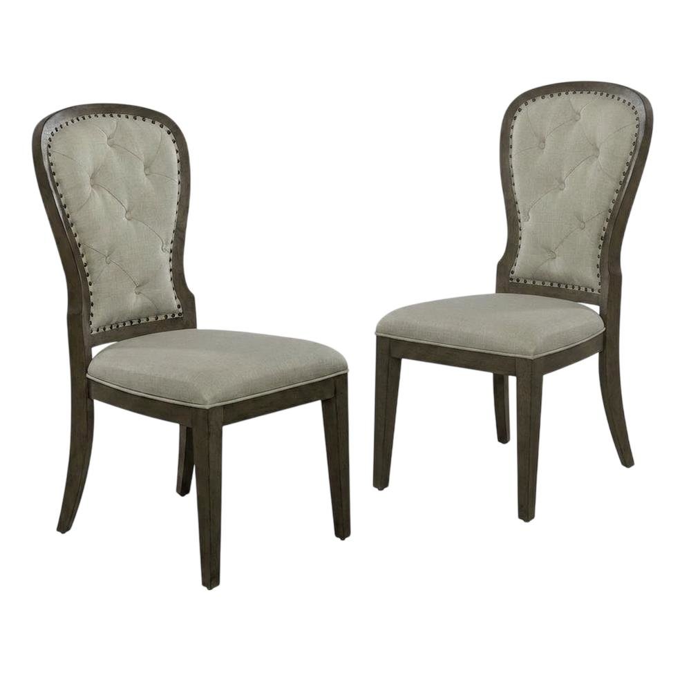 Upholstered Button-Tufted Back Dining Chairs, Set of 2