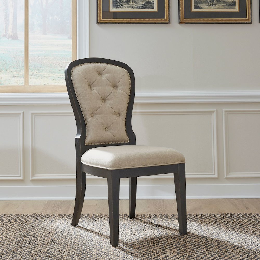 Uph Tufted Back Side Chair - Black - Set of 2 Traditional Multi