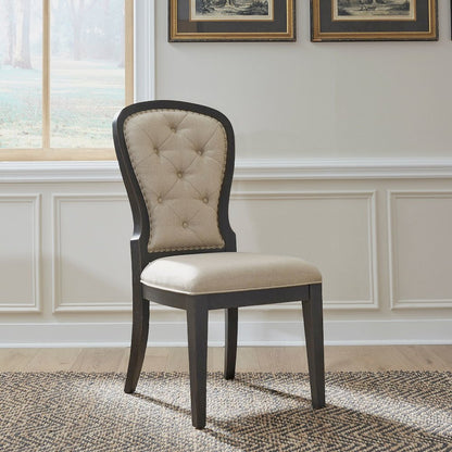 Uph Tufted Back Side Chair - Black - Set of 2 Traditional Multi