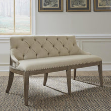 Americana Farmhouse Upholstered Shelter Dining Bench in Dusty Taupe