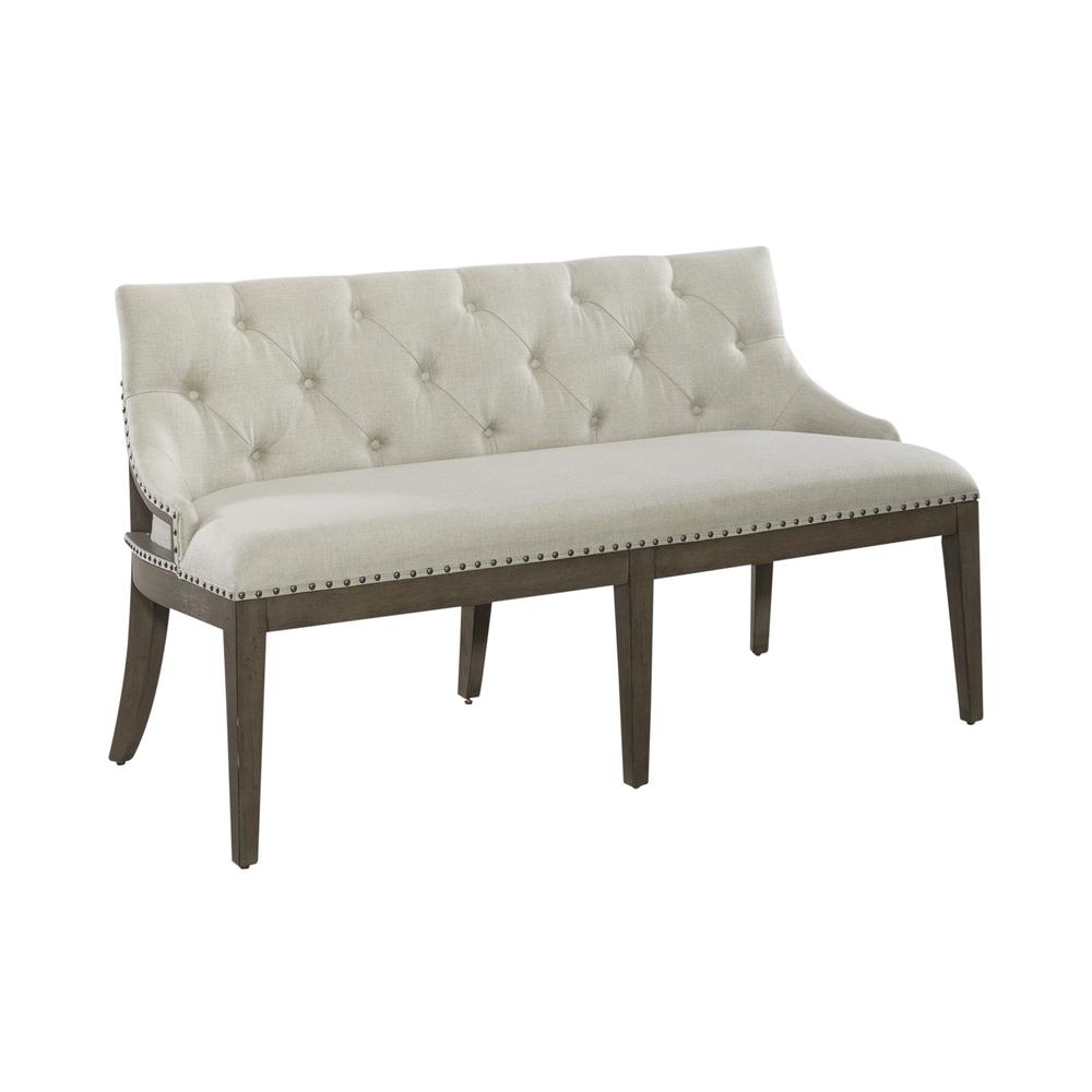 Americana Farmhouse Upholstered Shelter Dining Bench in Dusty Taupe