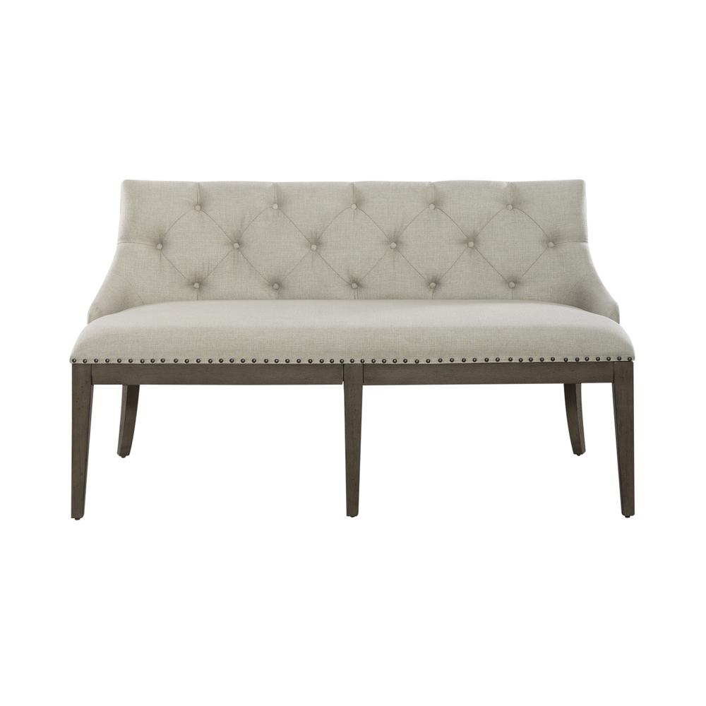 Americana Farmhouse Upholstered Shelter Dining Bench in Dusty Taupe