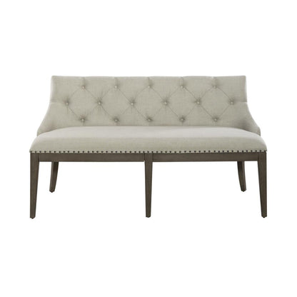 Americana Farmhouse Upholstered Shelter Dining Bench in Dusty Taupe