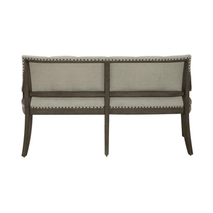 Americana Farmhouse Upholstered Shelter Dining Bench in Dusty Taupe