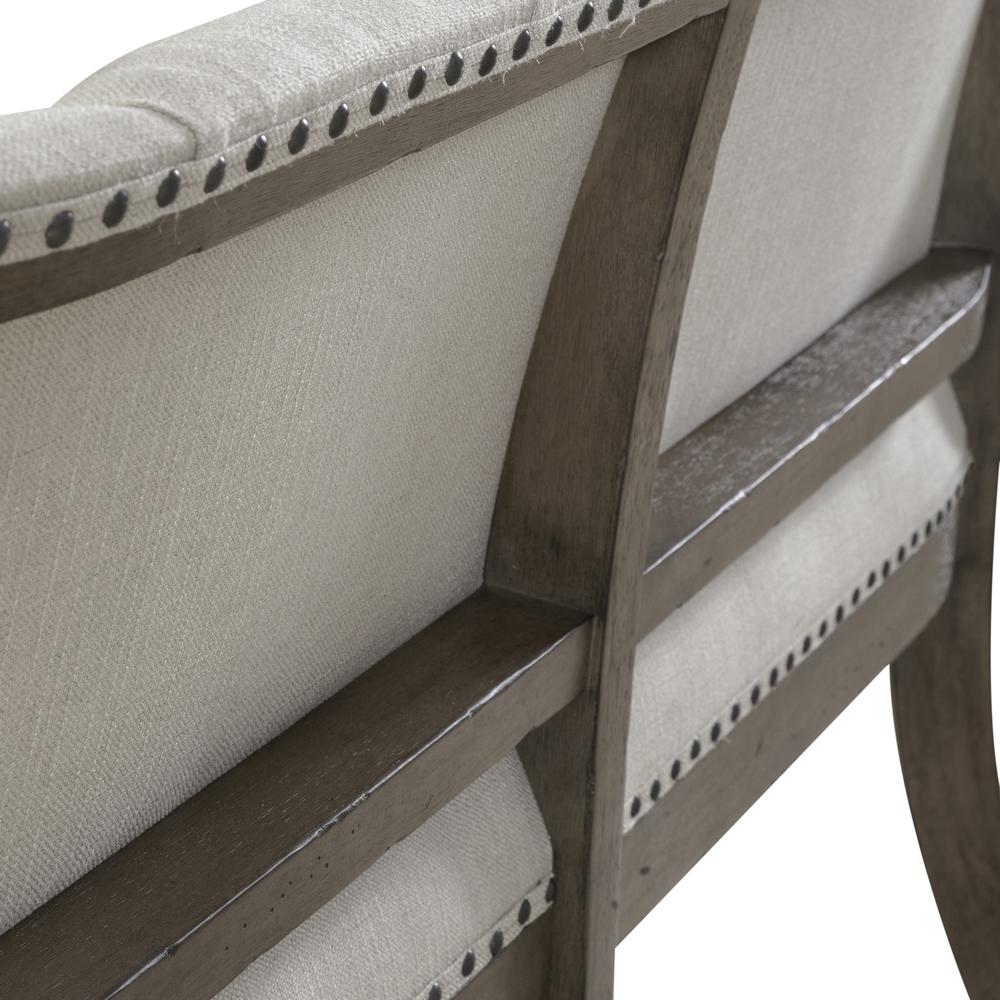 Americana Farmhouse Upholstered Shelter Dining Bench in Dusty Taupe