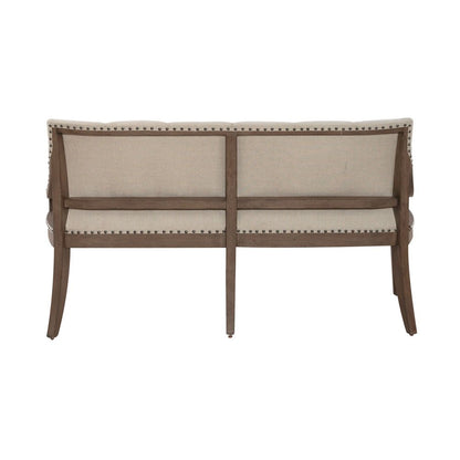Americana Farmhouse Upholstered Shelter Dining Bench in Dusty Taupe
