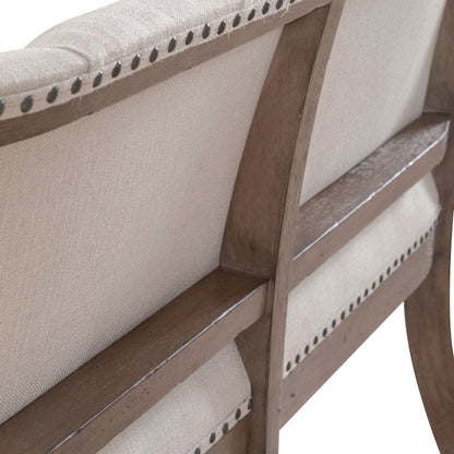 Americana Farmhouse Upholstered Shelter Dining Bench in Dusty Taupe
