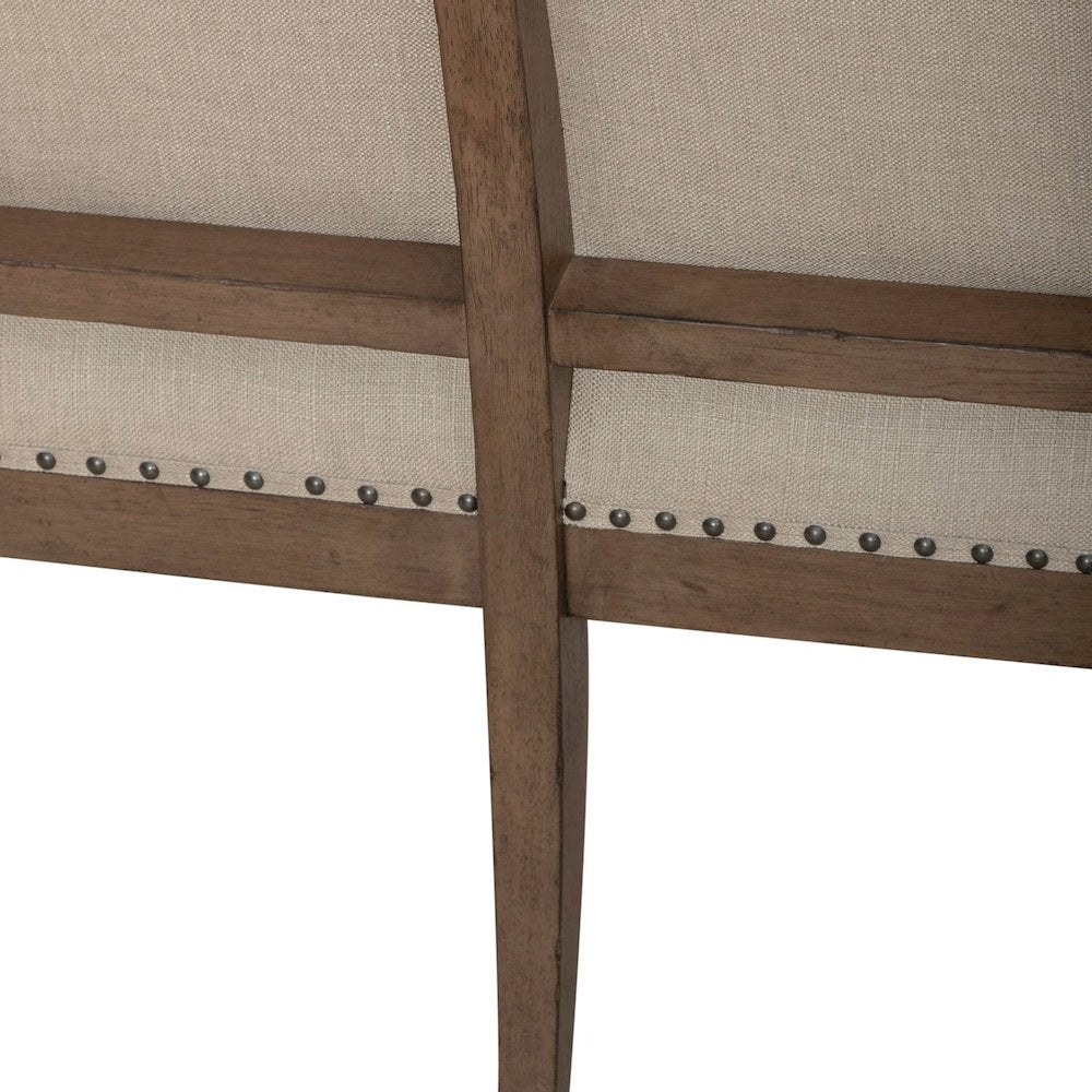 Americana Farmhouse Upholstered Shelter Dining Bench in Dusty Taupe