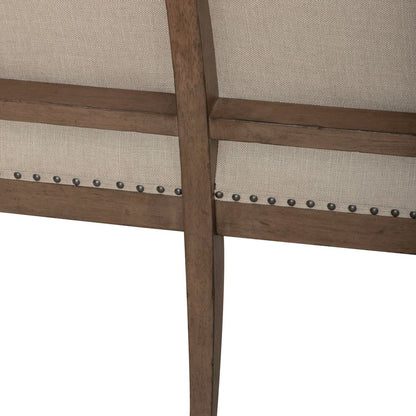Americana Farmhouse Upholstered Shelter Dining Bench in Dusty Taupe