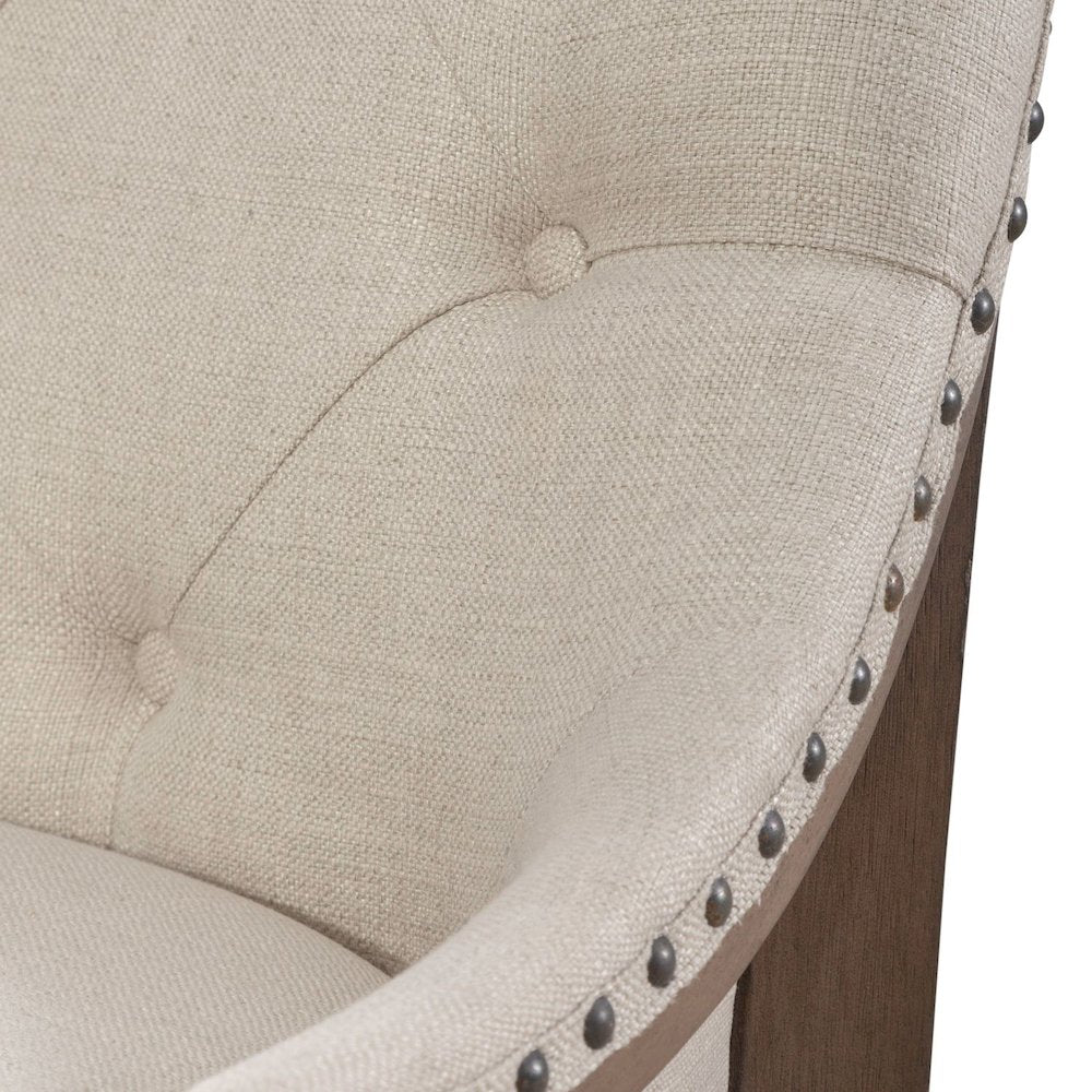Americana Farmhouse Upholstered Shelter Dining Bench in Dusty Taupe